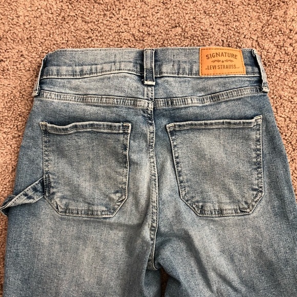 Signature Levi Strauss Utility Belted Slim Crop Denim Jeans Womens W25 - Picture 11 of 11